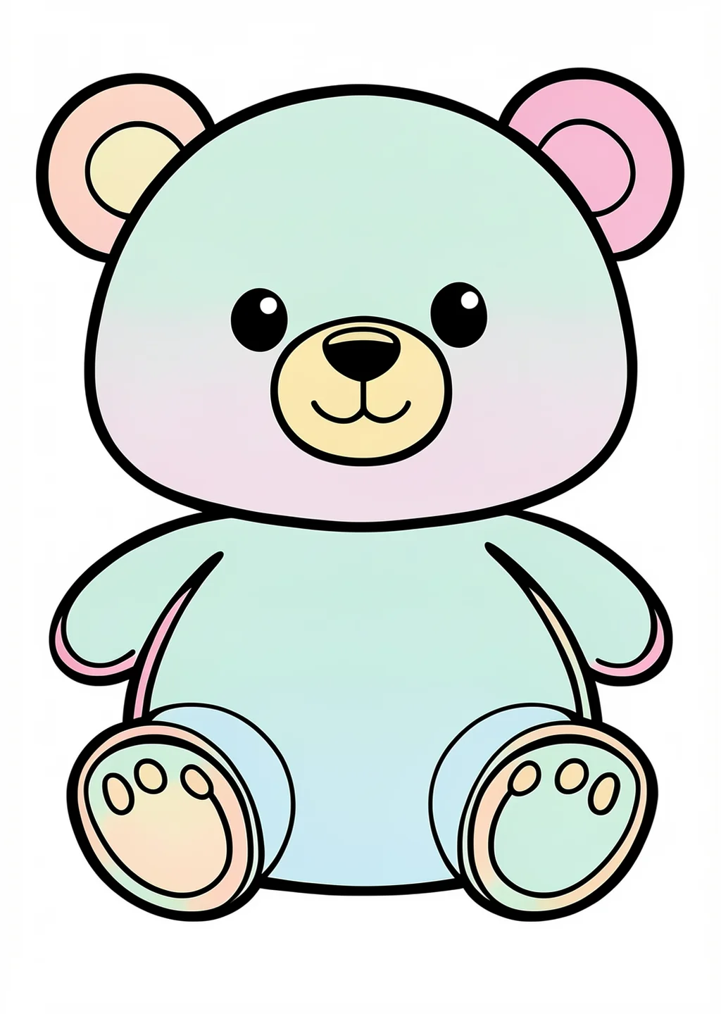 Kawaii Bear 2 Coloring Page – colored example