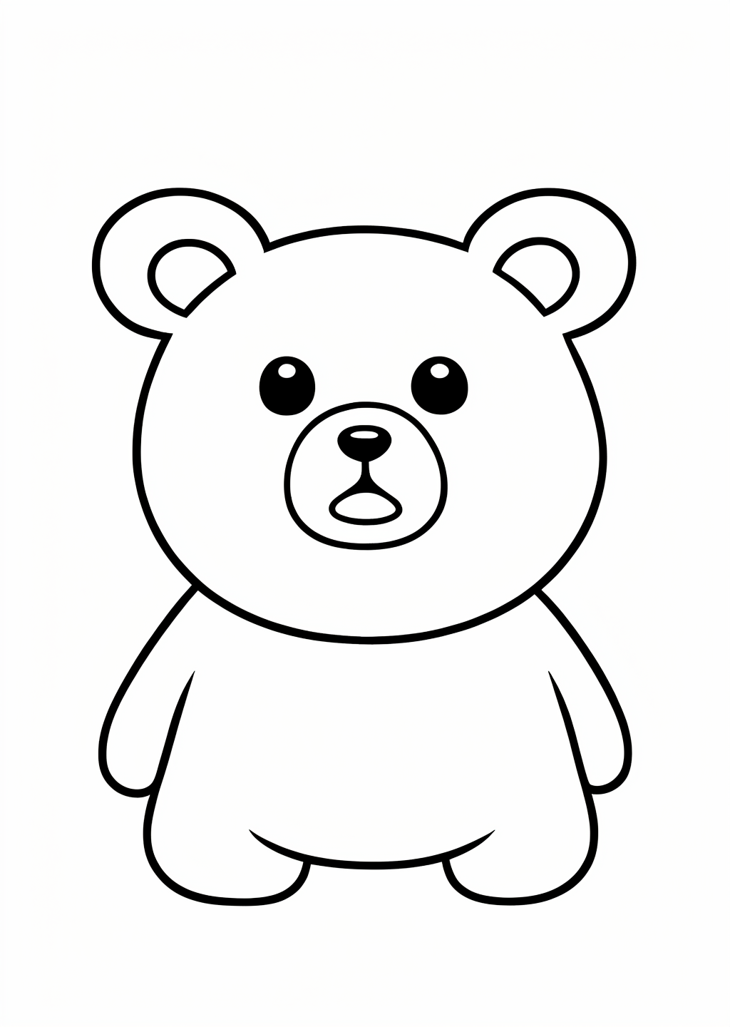 Kawaii Bear Coloring Page – line art