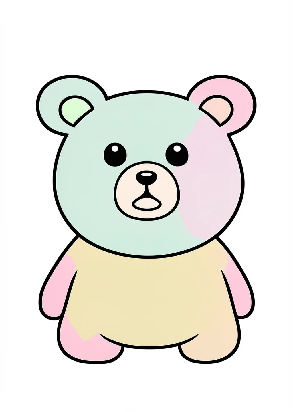Kawaii Bear Coloring Page – colored example