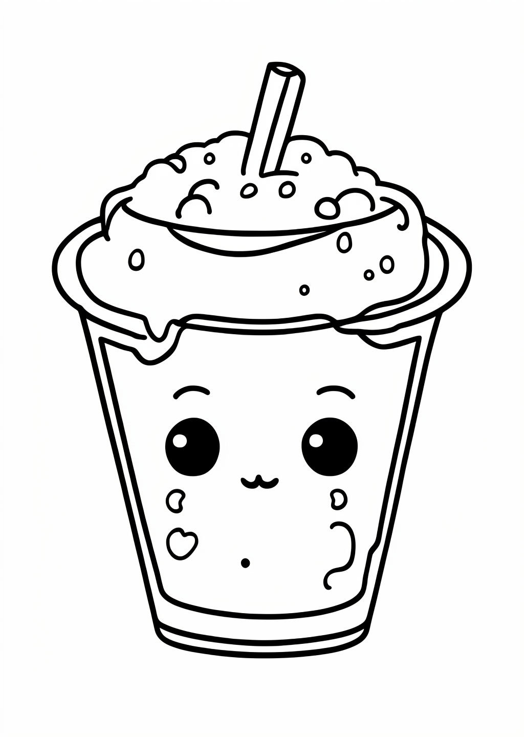 Kawaii Bubble Tea Coloring Page – line art