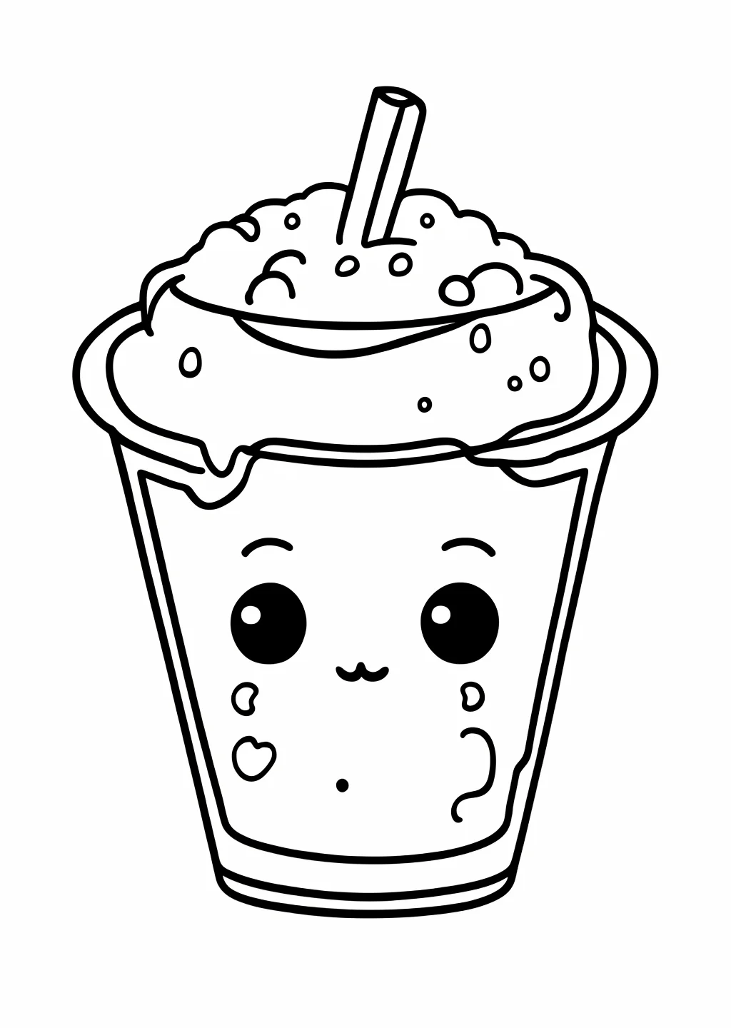 Kawaii Bubble Tea Coloring Page