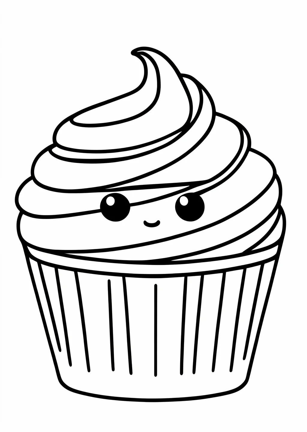 Kawaii Cupcake 2 Coloring Page