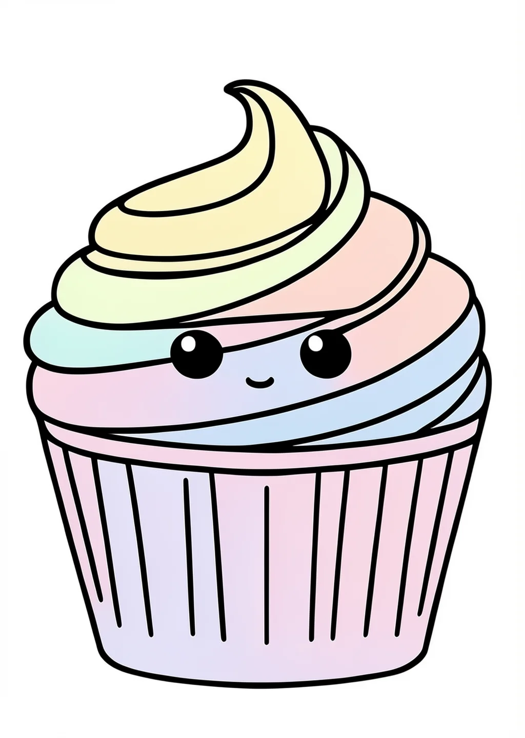 Kawaii Cupcake 2 Coloring Page – colored example
