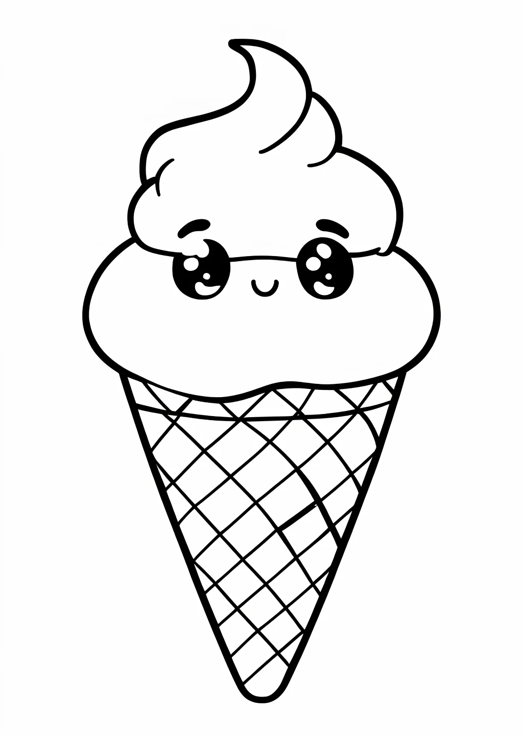 Kawaii Ice Cream Coloring Page