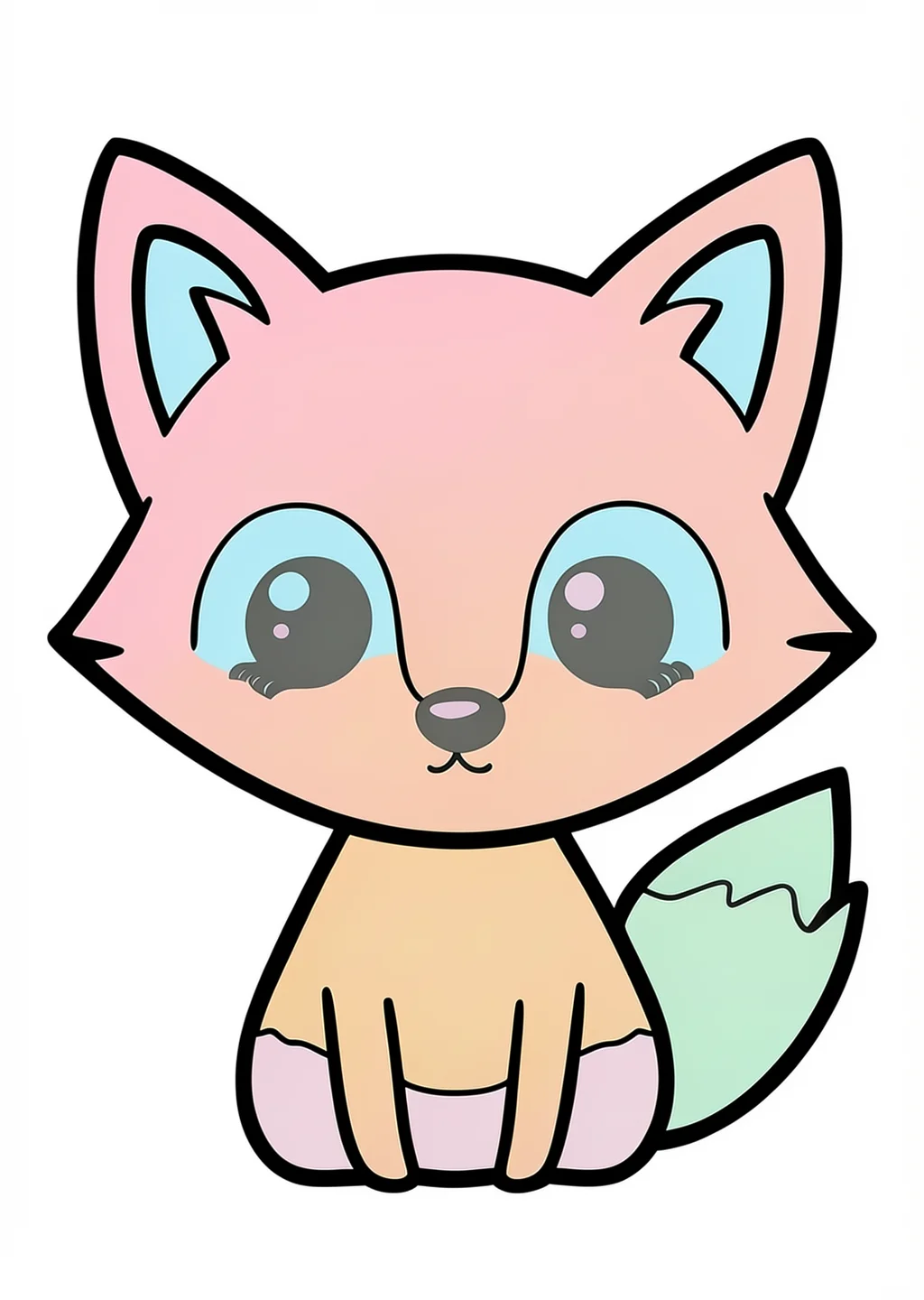 Kawaii Fox Coloring Page – colored example