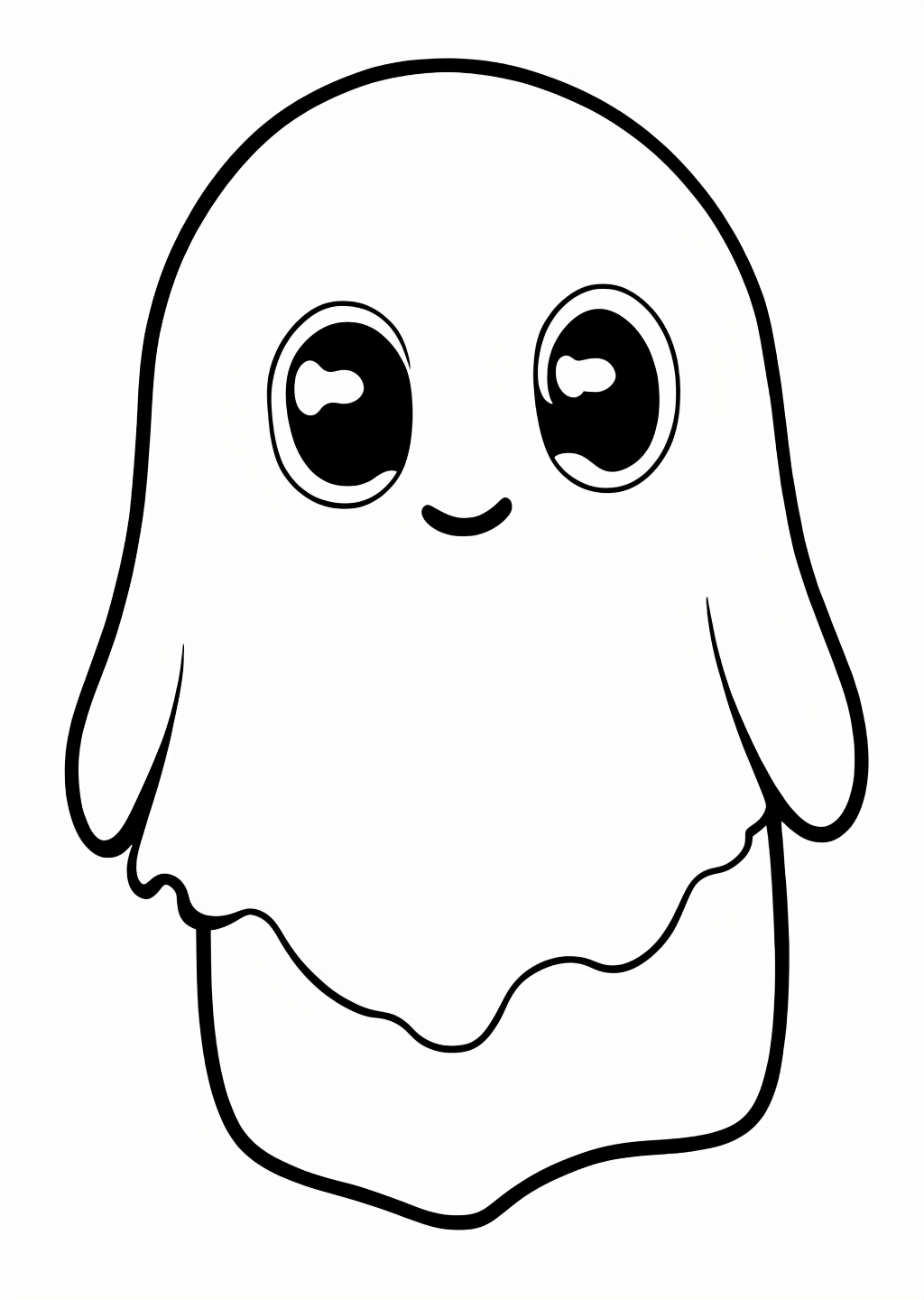 Kawaii Ghost Coloring Page – line art