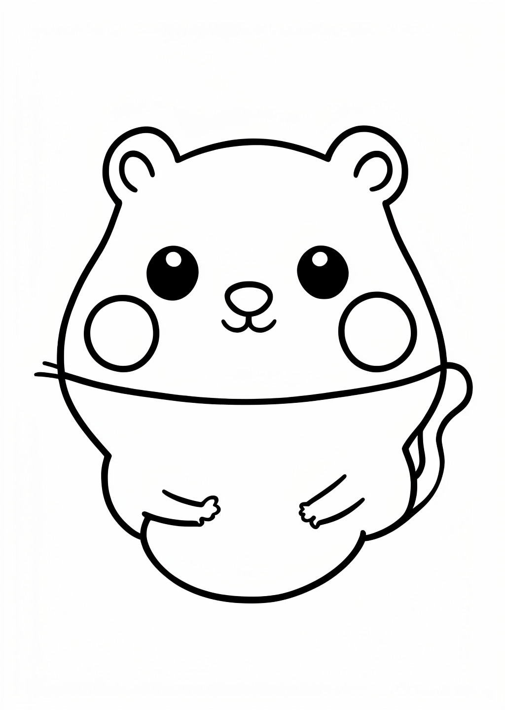 Kawaii Hamster Coloring Page – line art