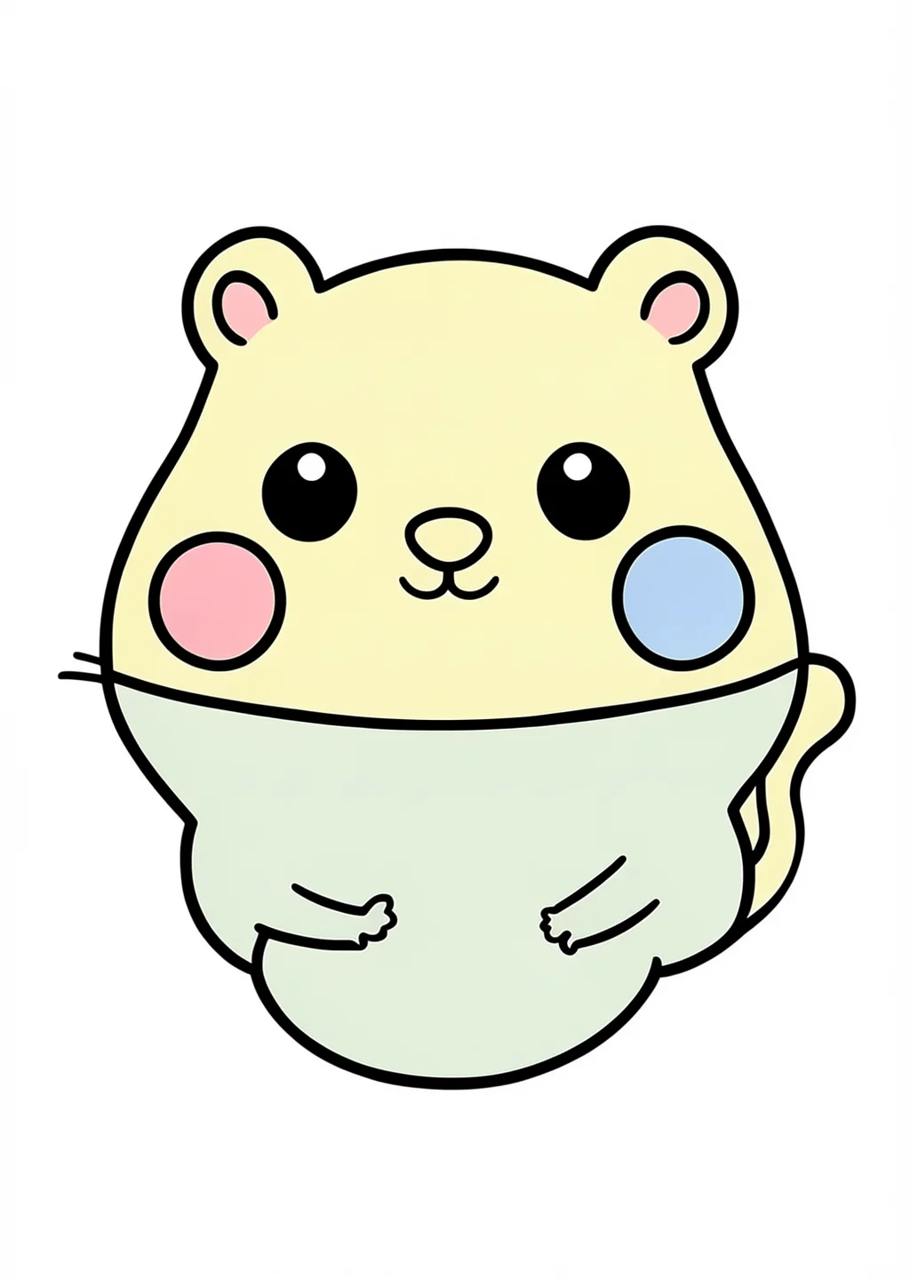 Kawaii Hamster Coloring Page – colored example
