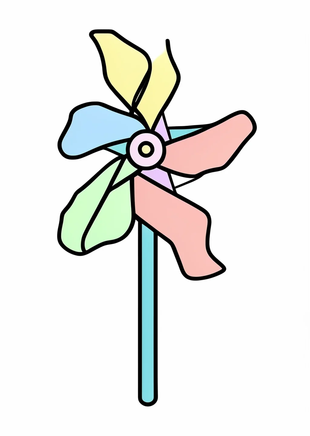 Pinwheel Coloring Page – colored example