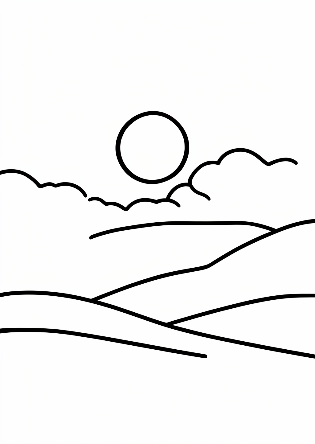 New Year Sunrise Coloring Page – line art