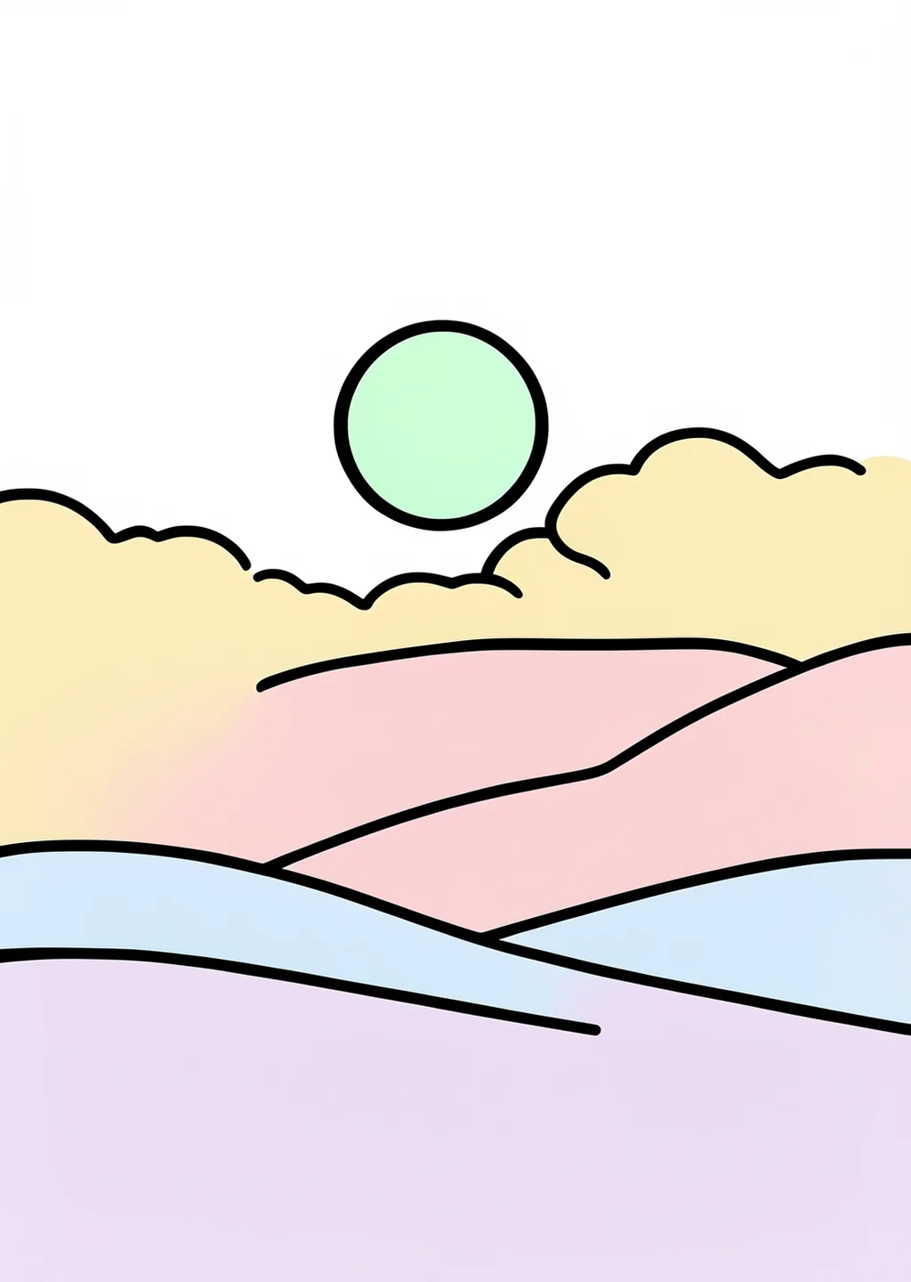 New Year Sunrise Coloring Page – colored example
