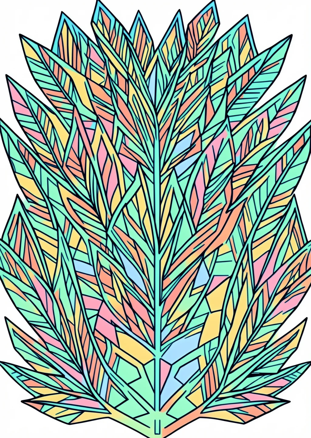 New Year Hemp Leaf Coloring Page – colored example