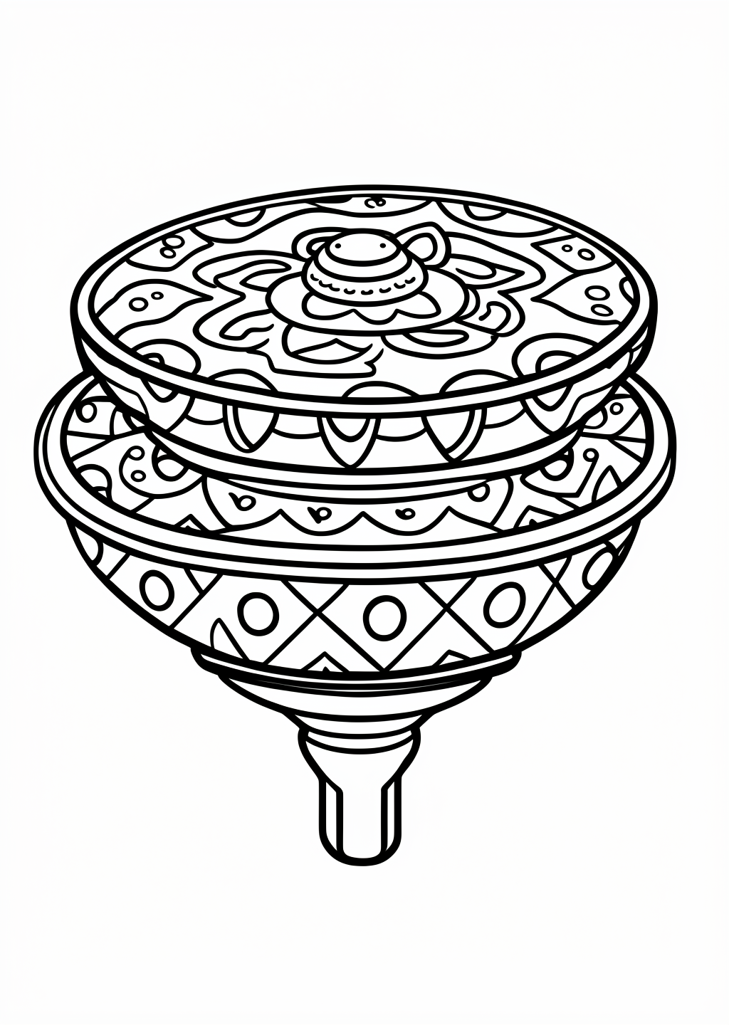 New Year Spinning Top Coloring Page – line art
