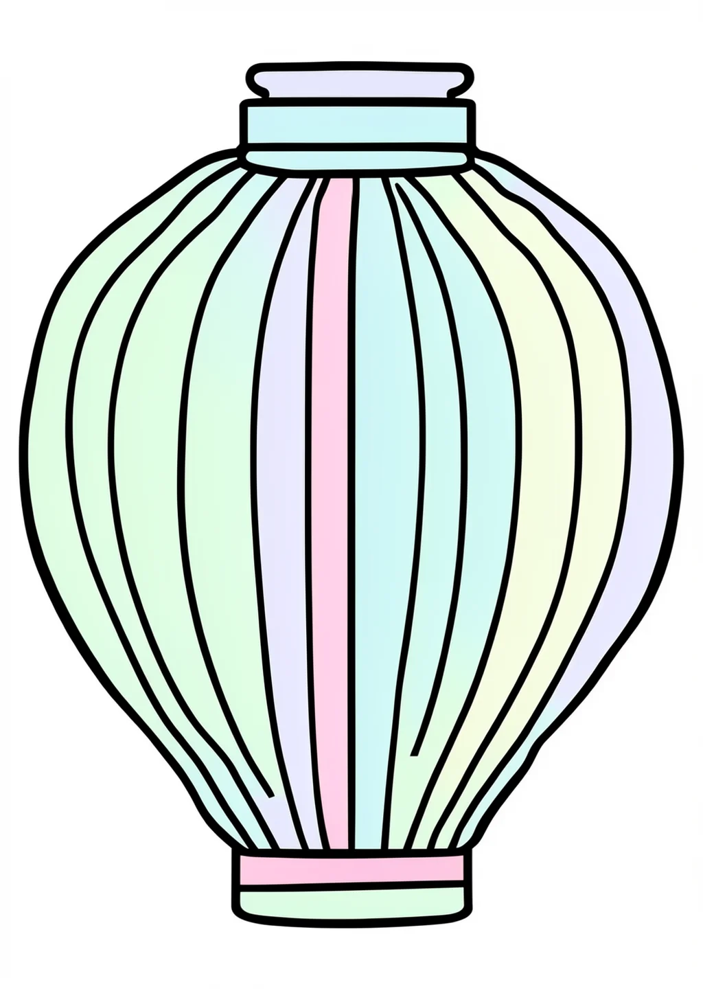 New Year Paper Lantern Coloring Page – colored example