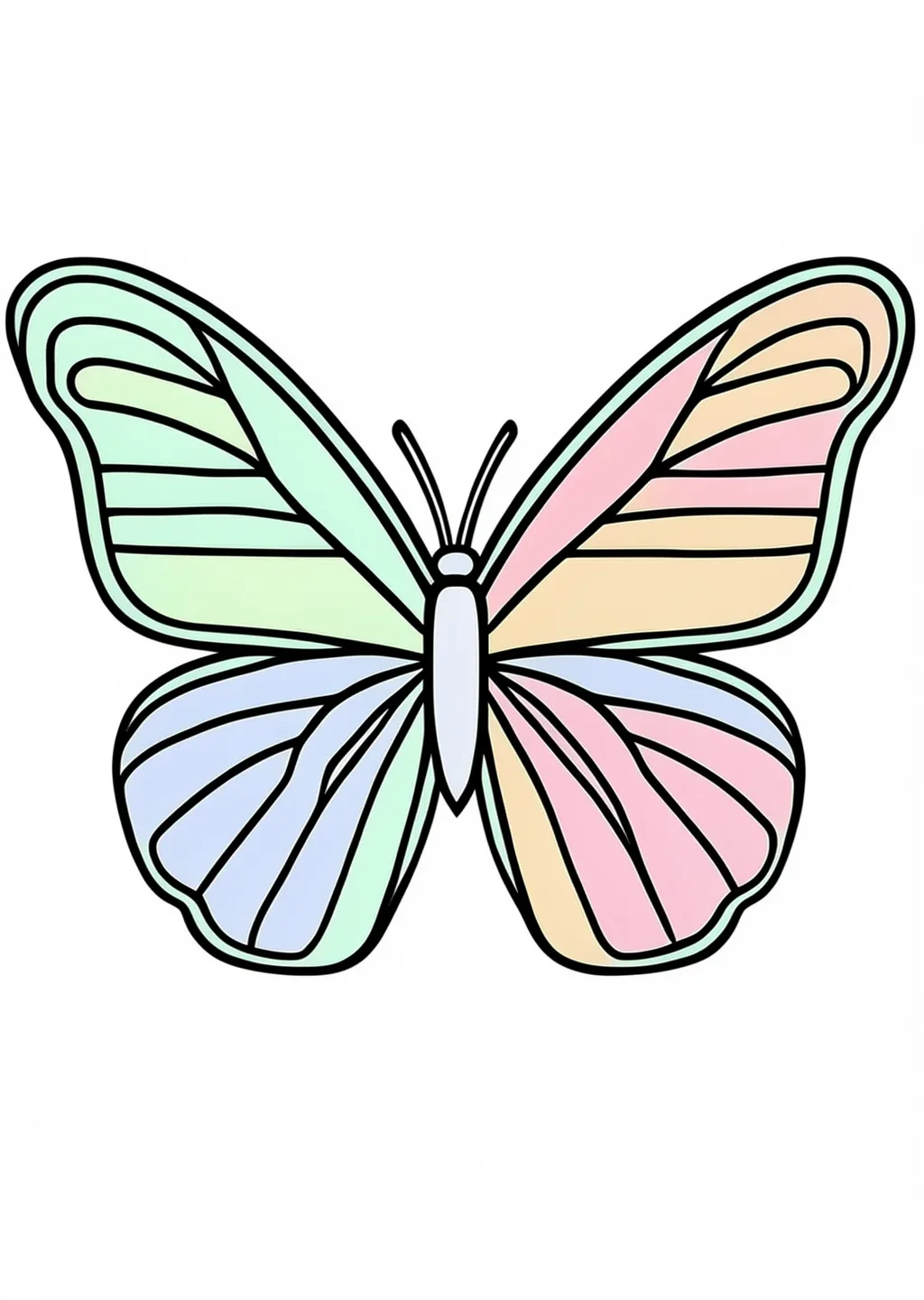 New Year Butterfly Coloring Page – colored example