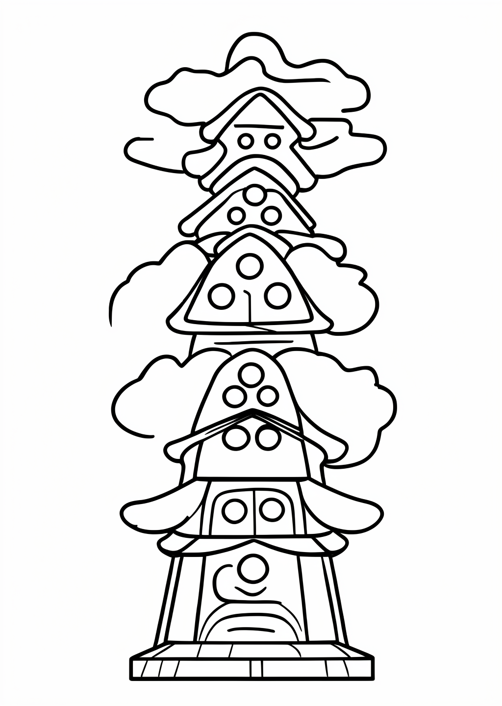 New Year Daruma Otoshi Coloring Page – line art