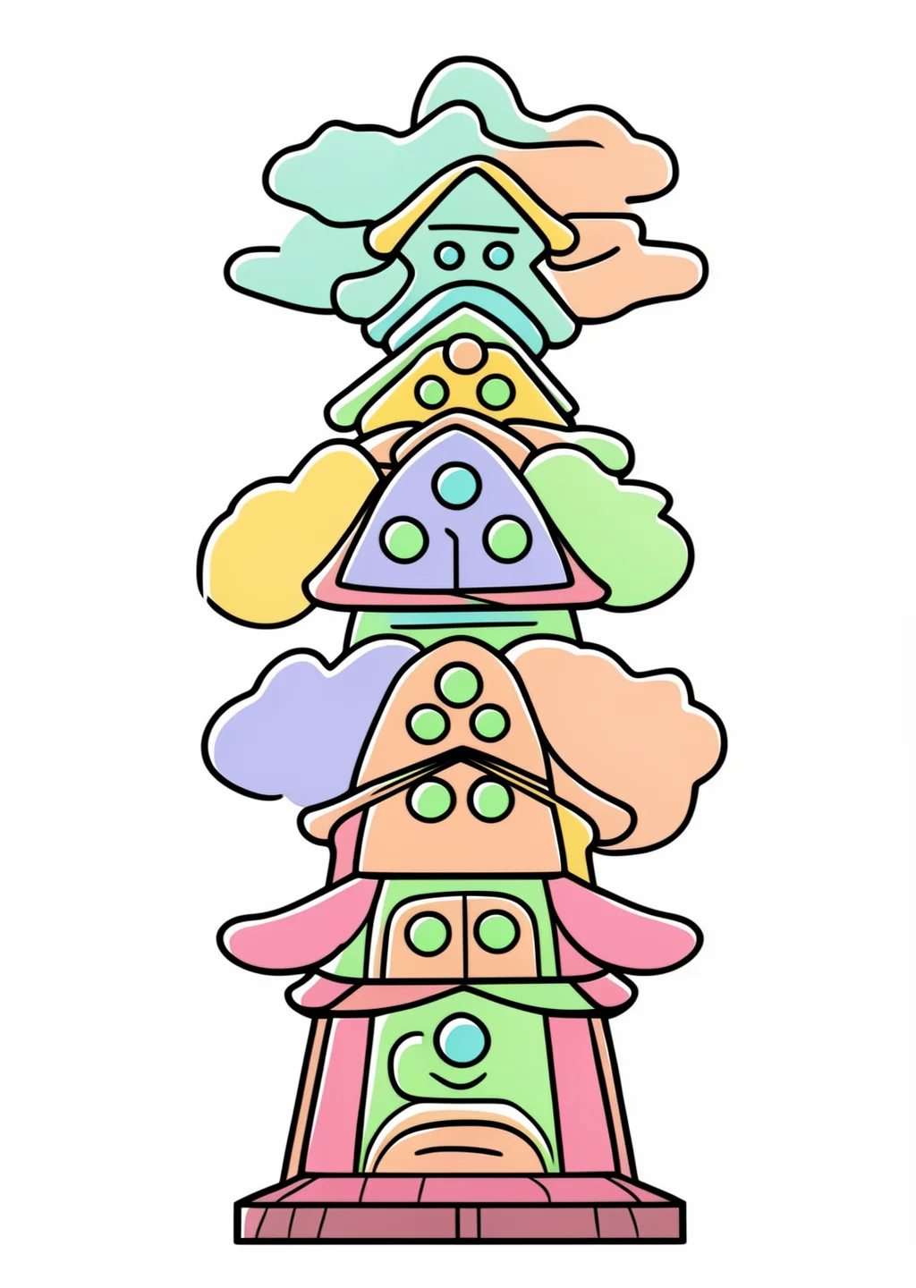 New Year Daruma Otoshi Coloring Page – colored example