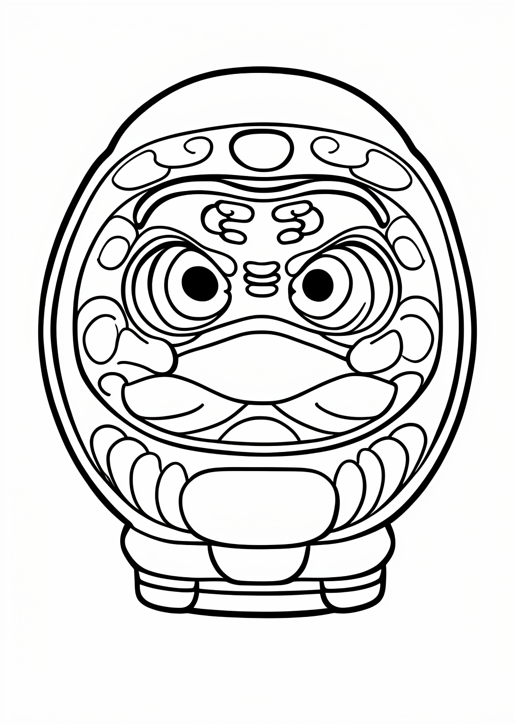 New Year Daruma Coloring Page – line art