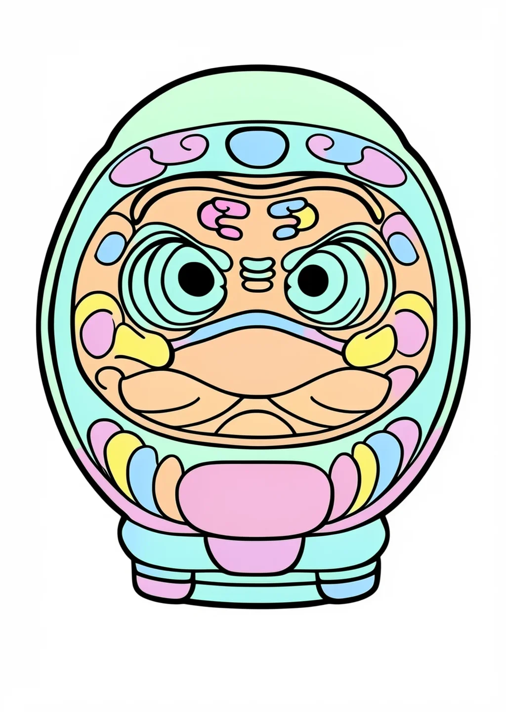 New Year Daruma Coloring Page – colored example