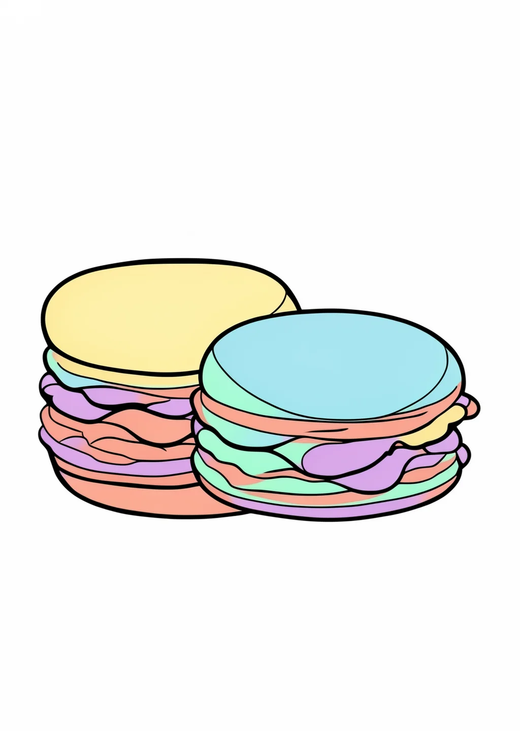 New Year Dorayaki Coloring Page – colored example