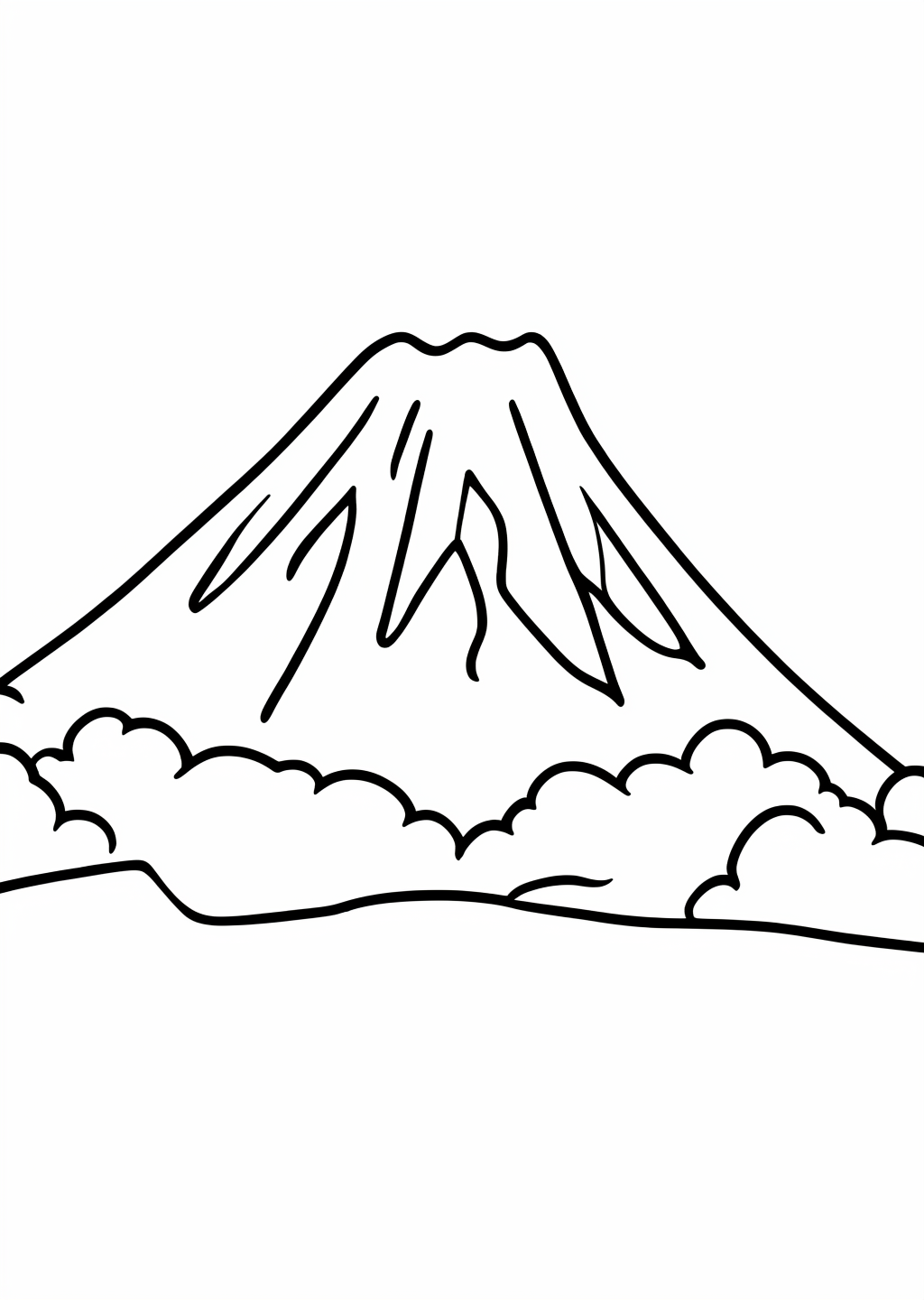 New Year Mount Fuji Coloring Page – line art