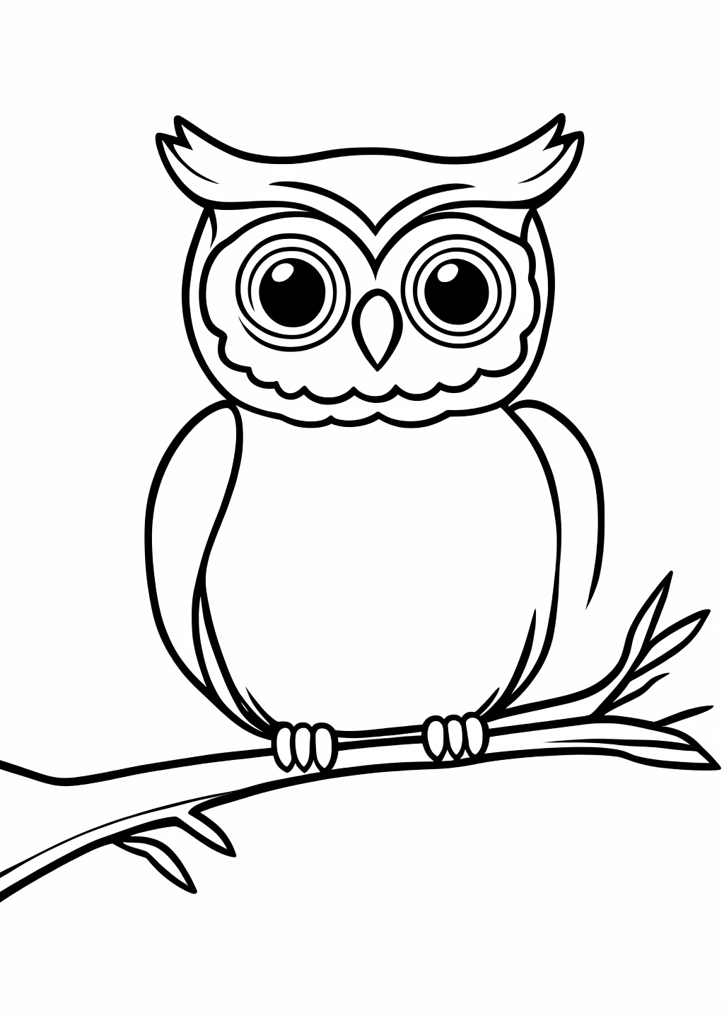 New Year Owl Coloring Page – line art
