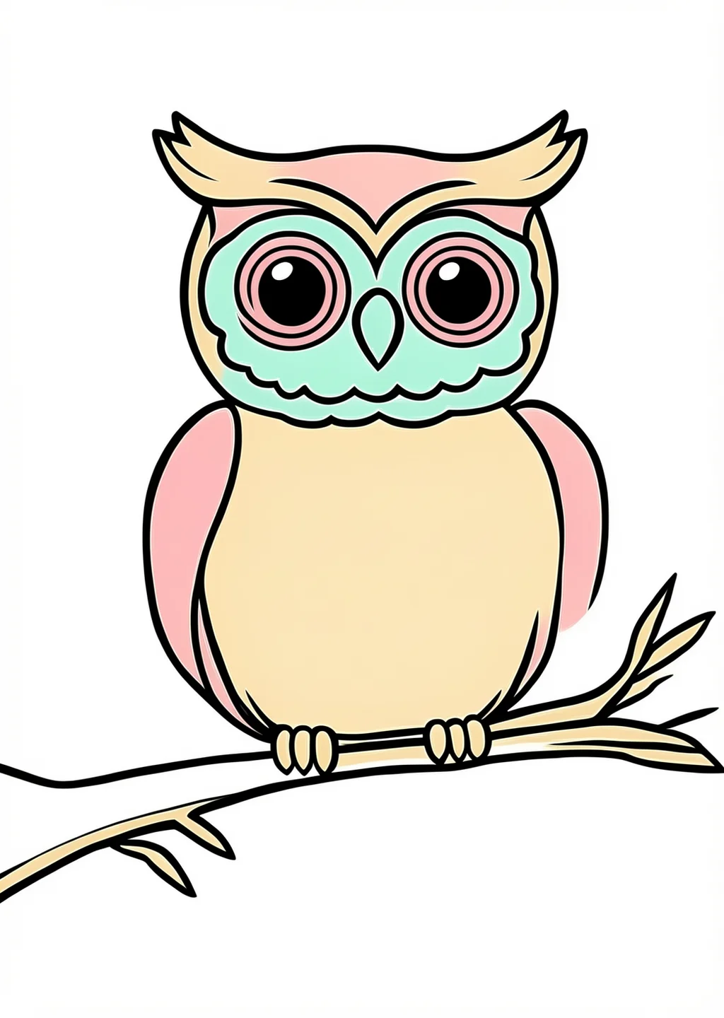 New Year Owl Coloring Page – colored example
