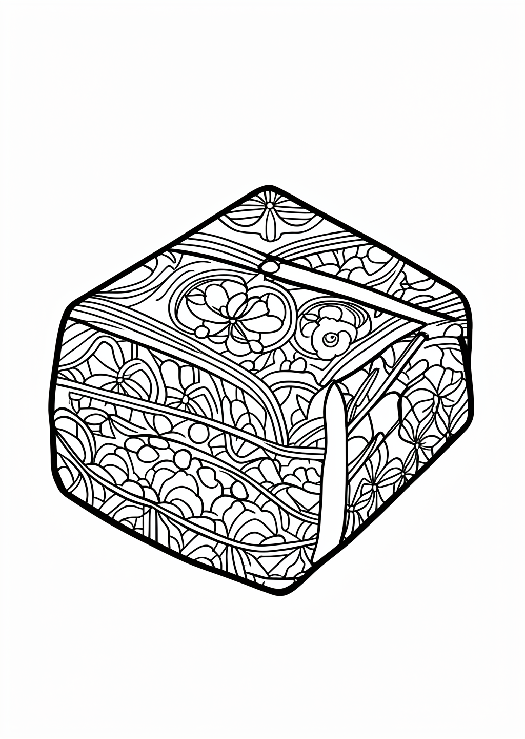 New Year Furoshiki Coloring Page – line art