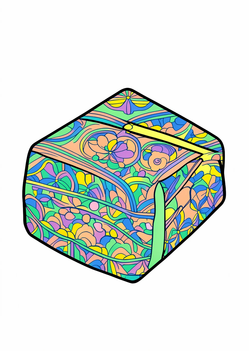 New Year Furoshiki Coloring Page – colored example