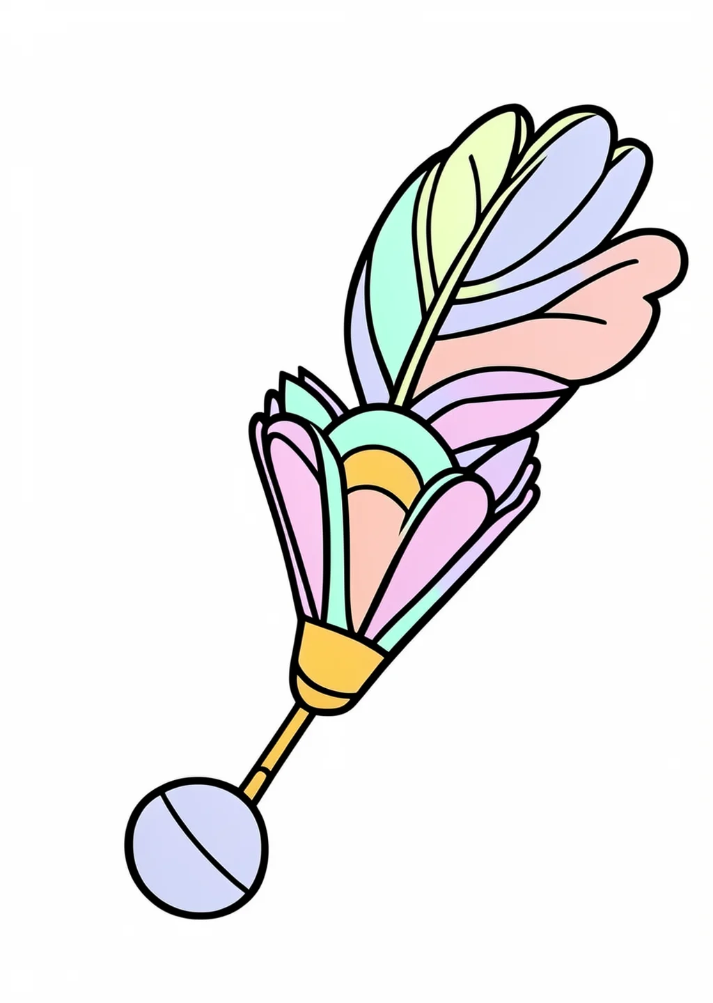 New Year Hanetsuki Coloring Page – colored example