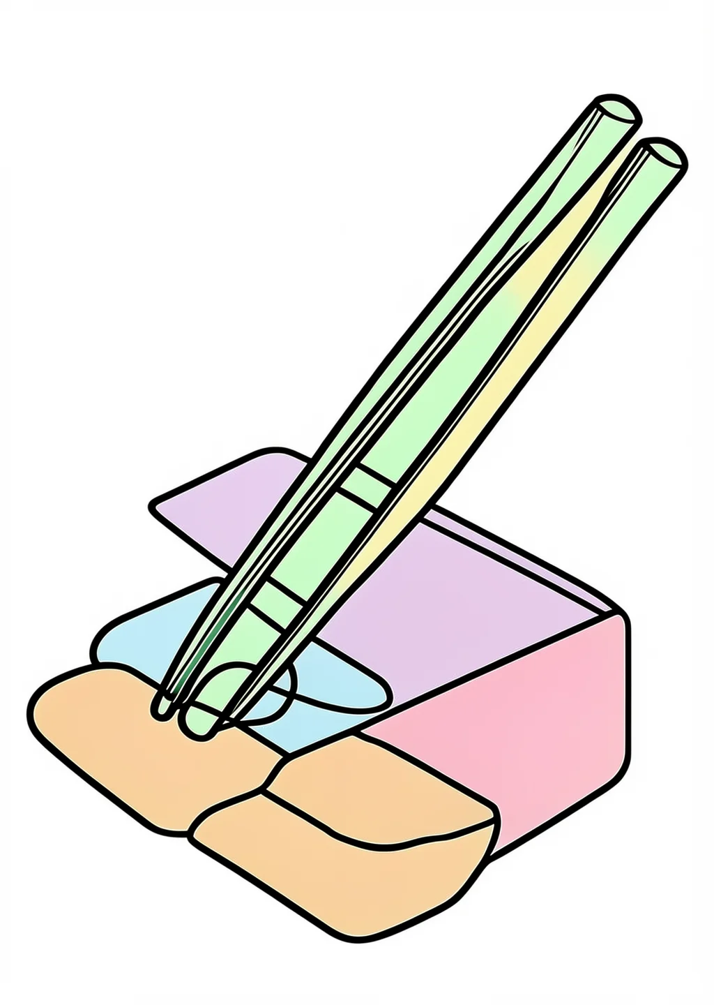 New Year Chopsticks Coloring Page – colored example