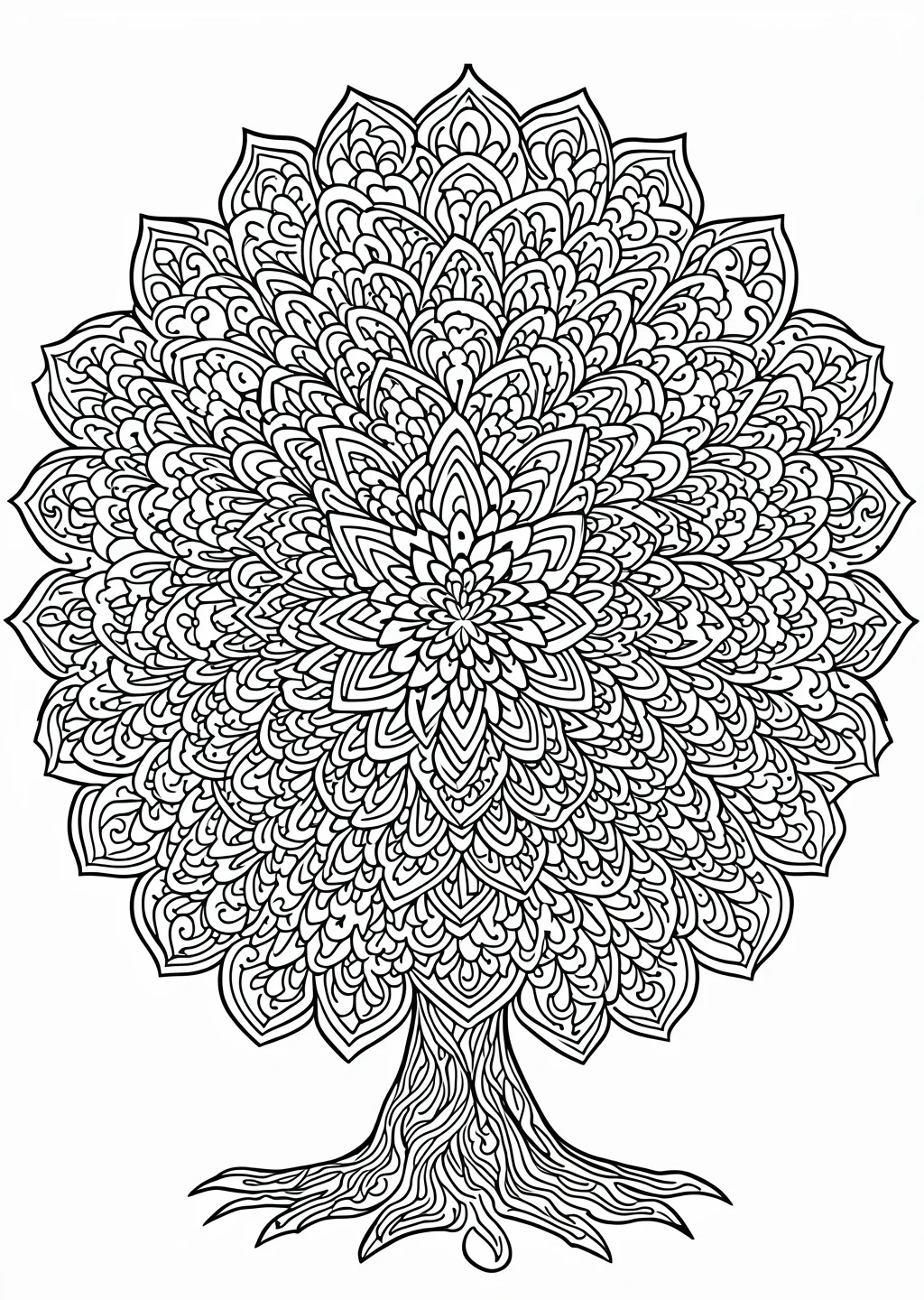 Mandala Tree Coloring Page