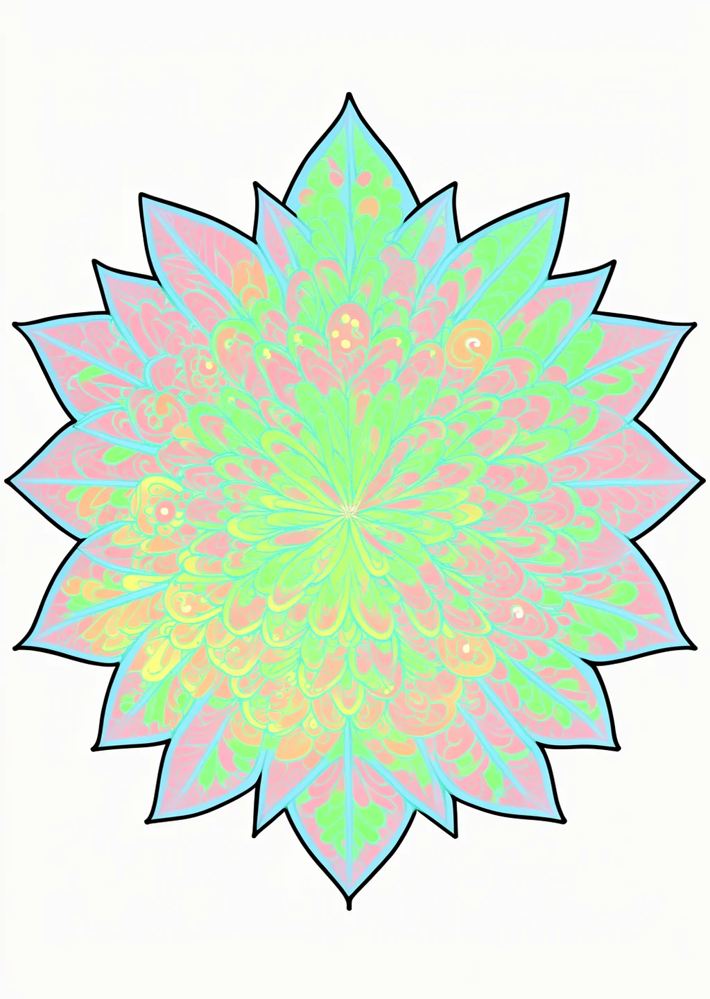 Leaf Mandala Coloring Page – colored example