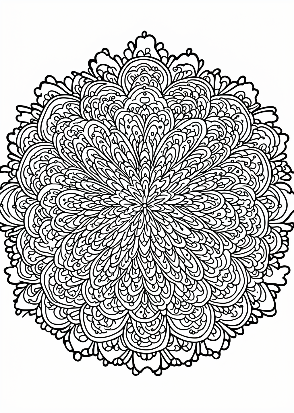 Desenho para colorir: mandala de flor – line art