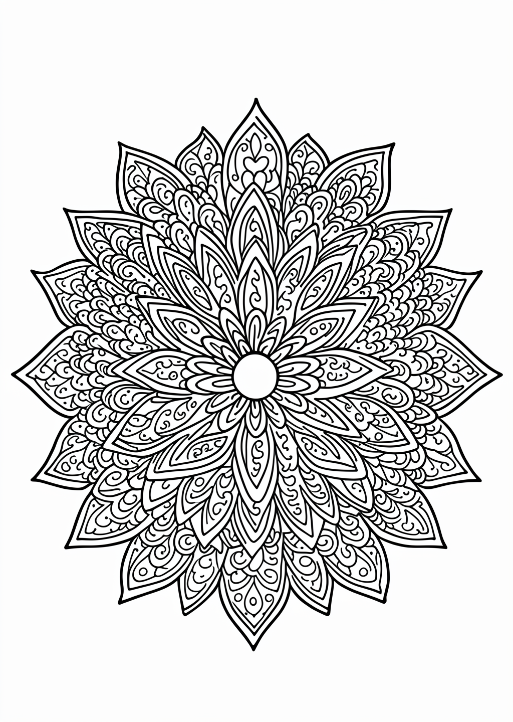 Floral Mandala Coloring Page – line art