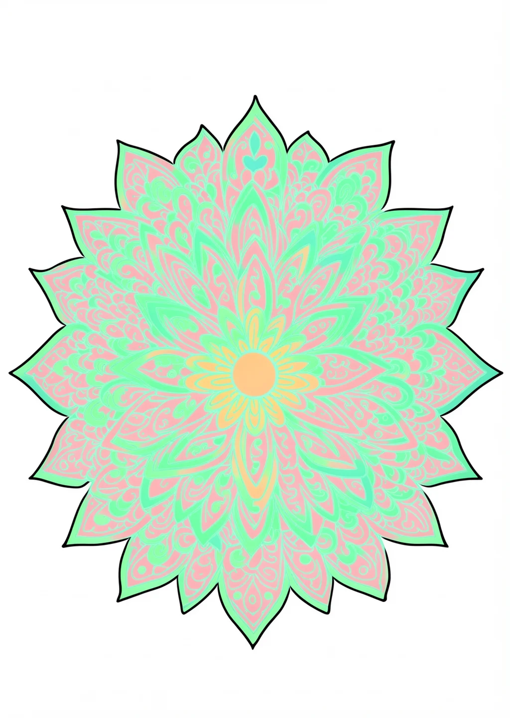 Floral Mandala Coloring Page – colored example