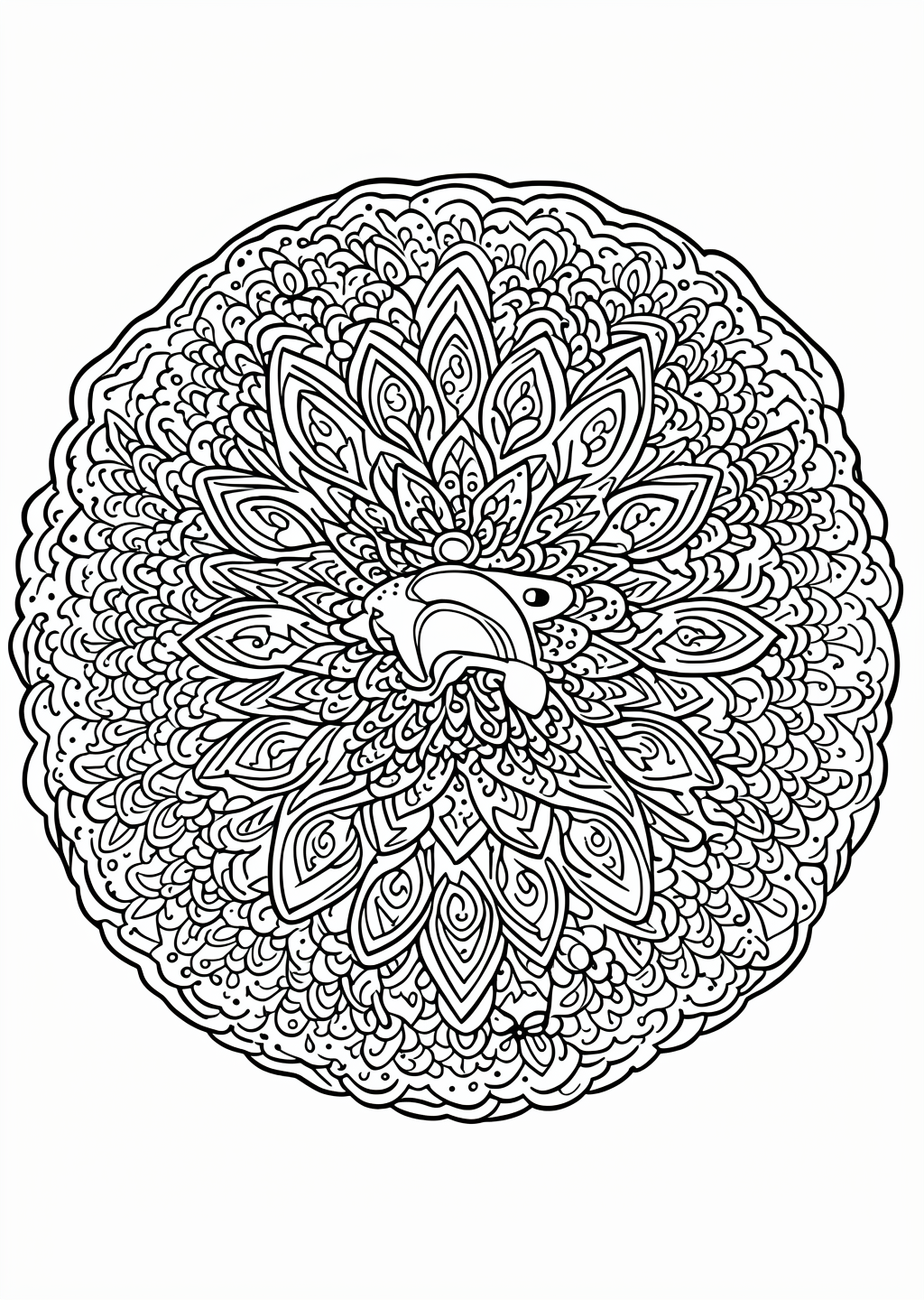 Dolphin Mandala Coloring Page – line art