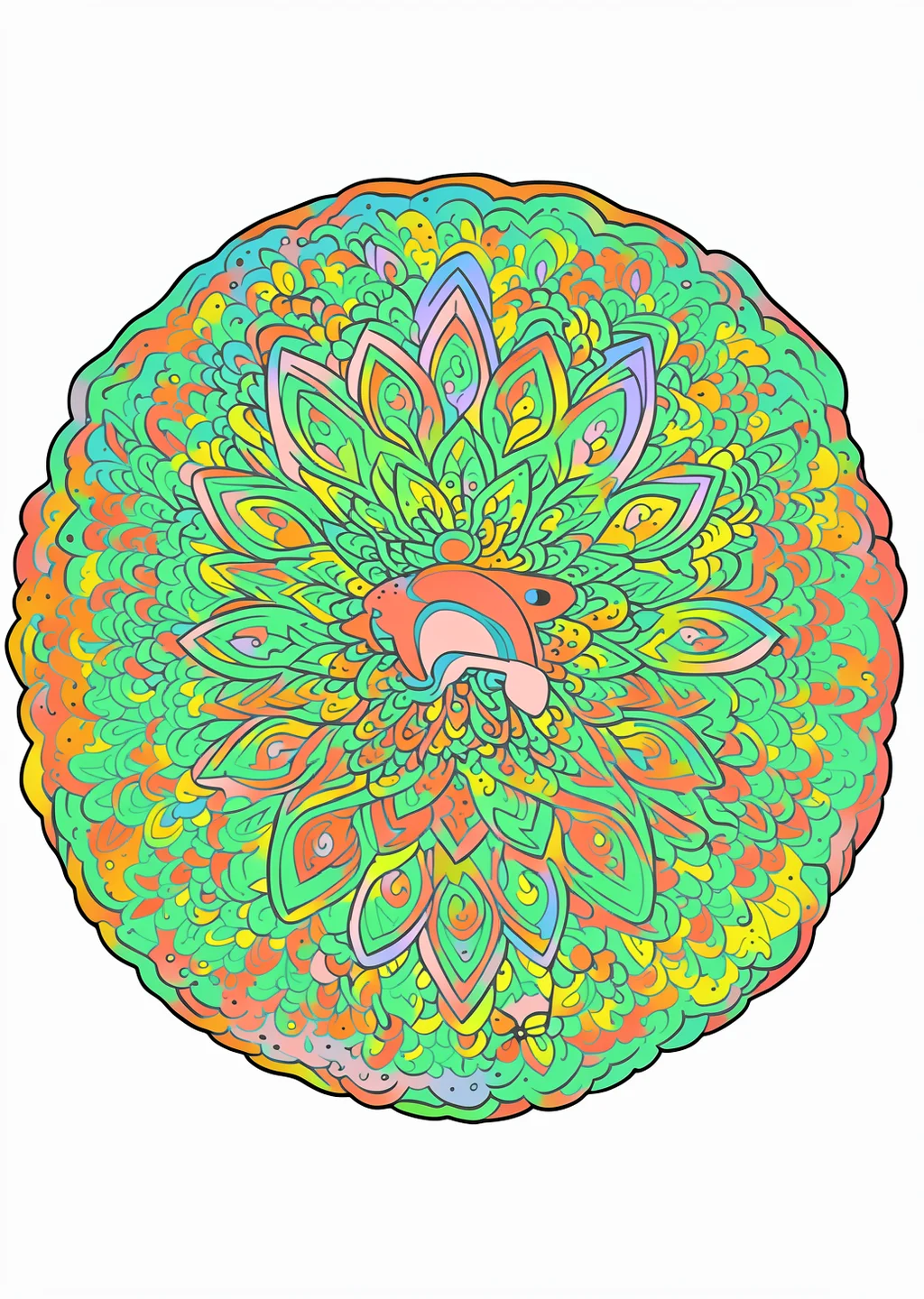 Dolphin Mandala Coloring Page – colored example