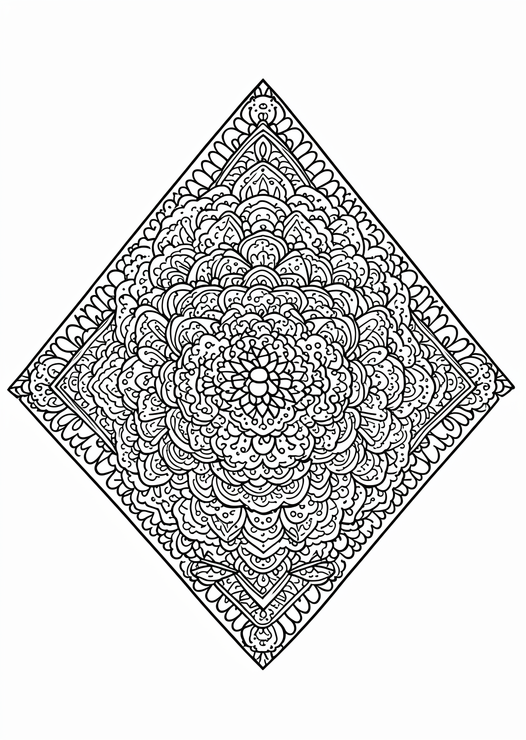 Diamond Mandala Coloring Page – line art