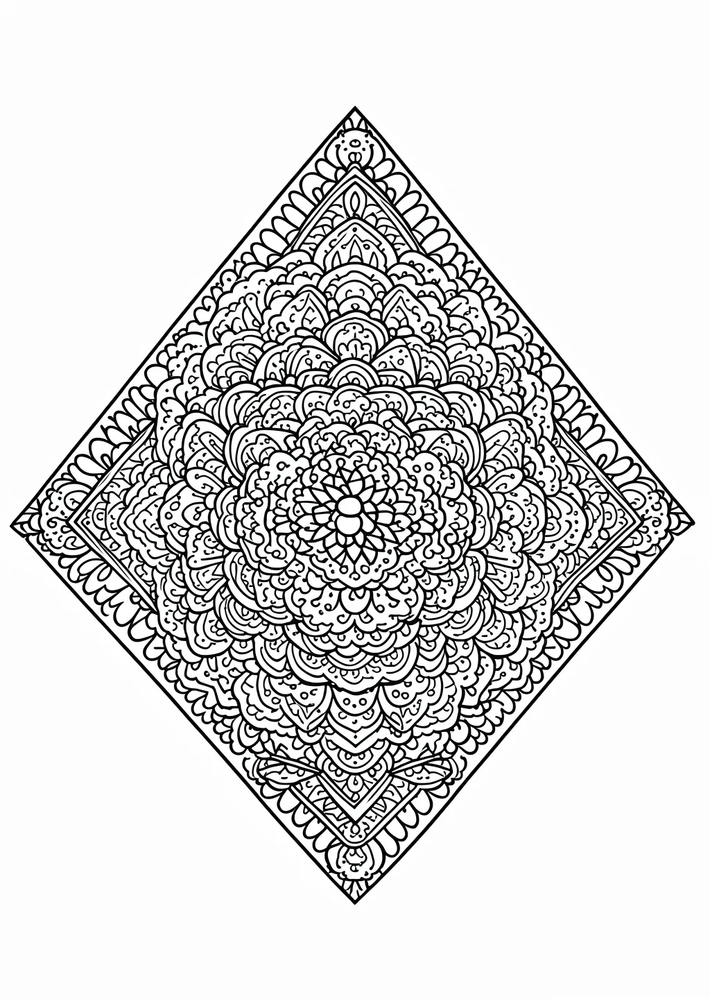 Diamond Mandala Coloring Page