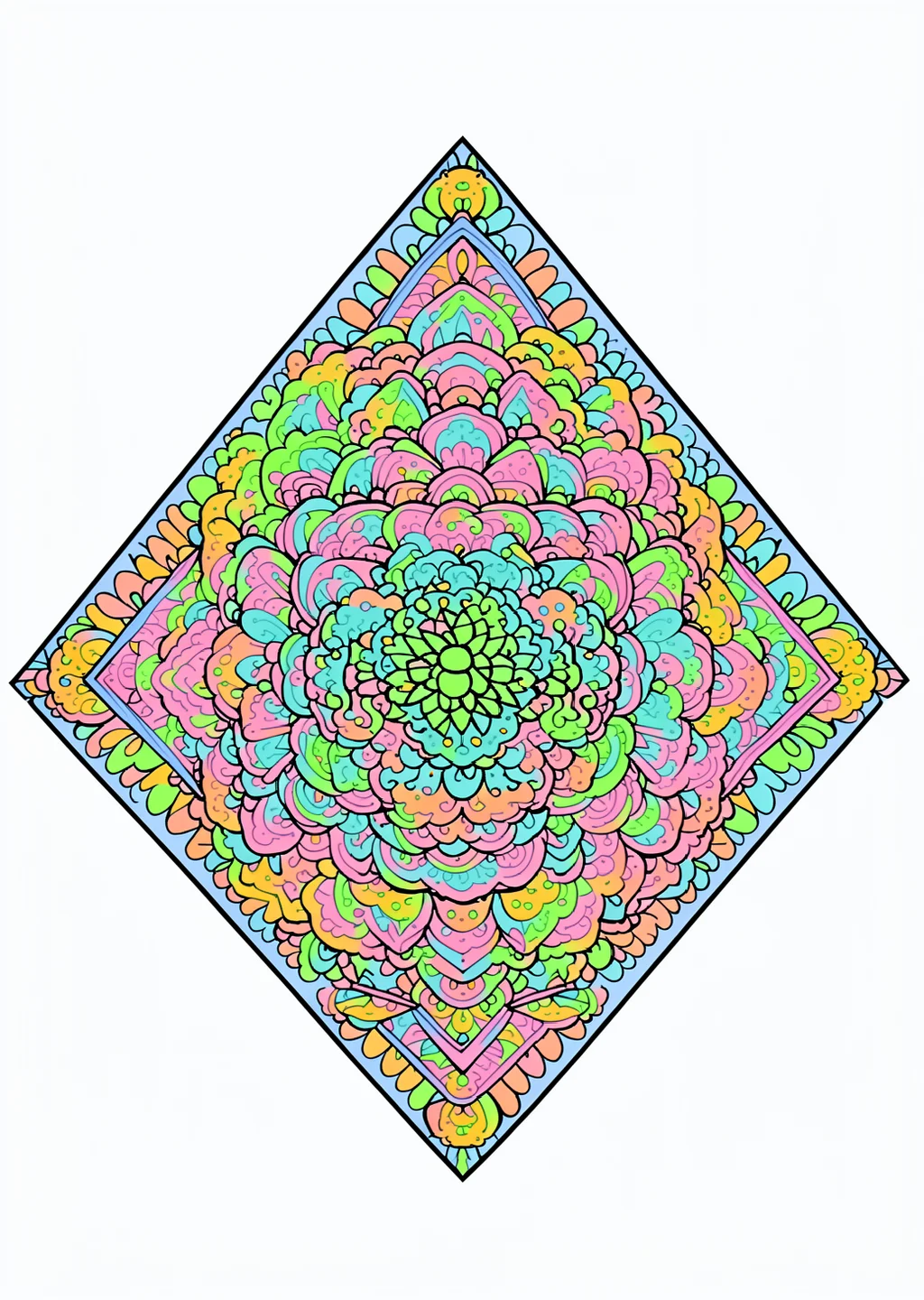 Diamond Mandala Coloring Page – colored example