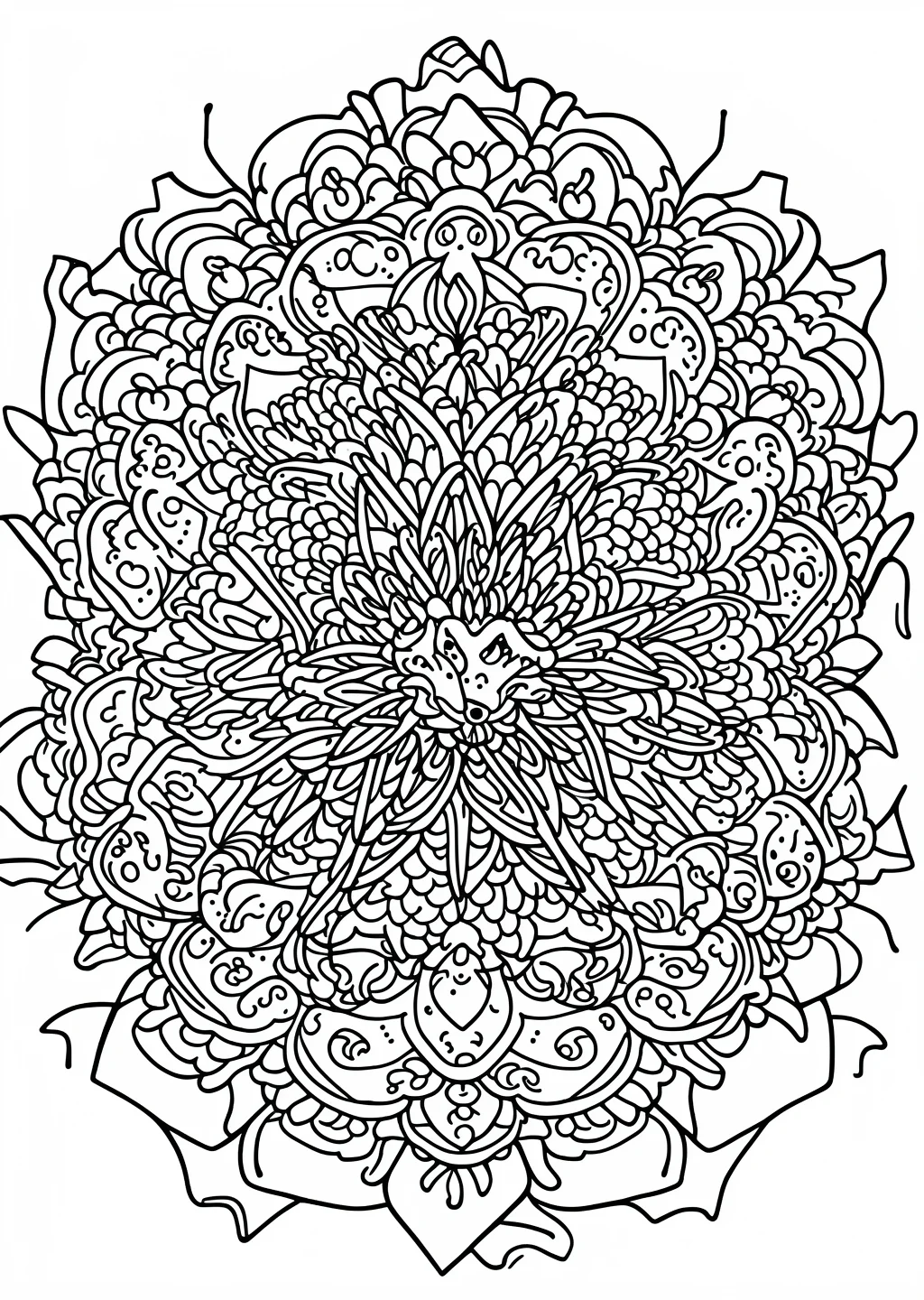Mandala Dragon Coloring Page