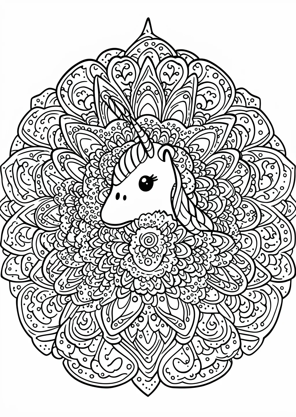 Mandala Unicorn Coloring Page