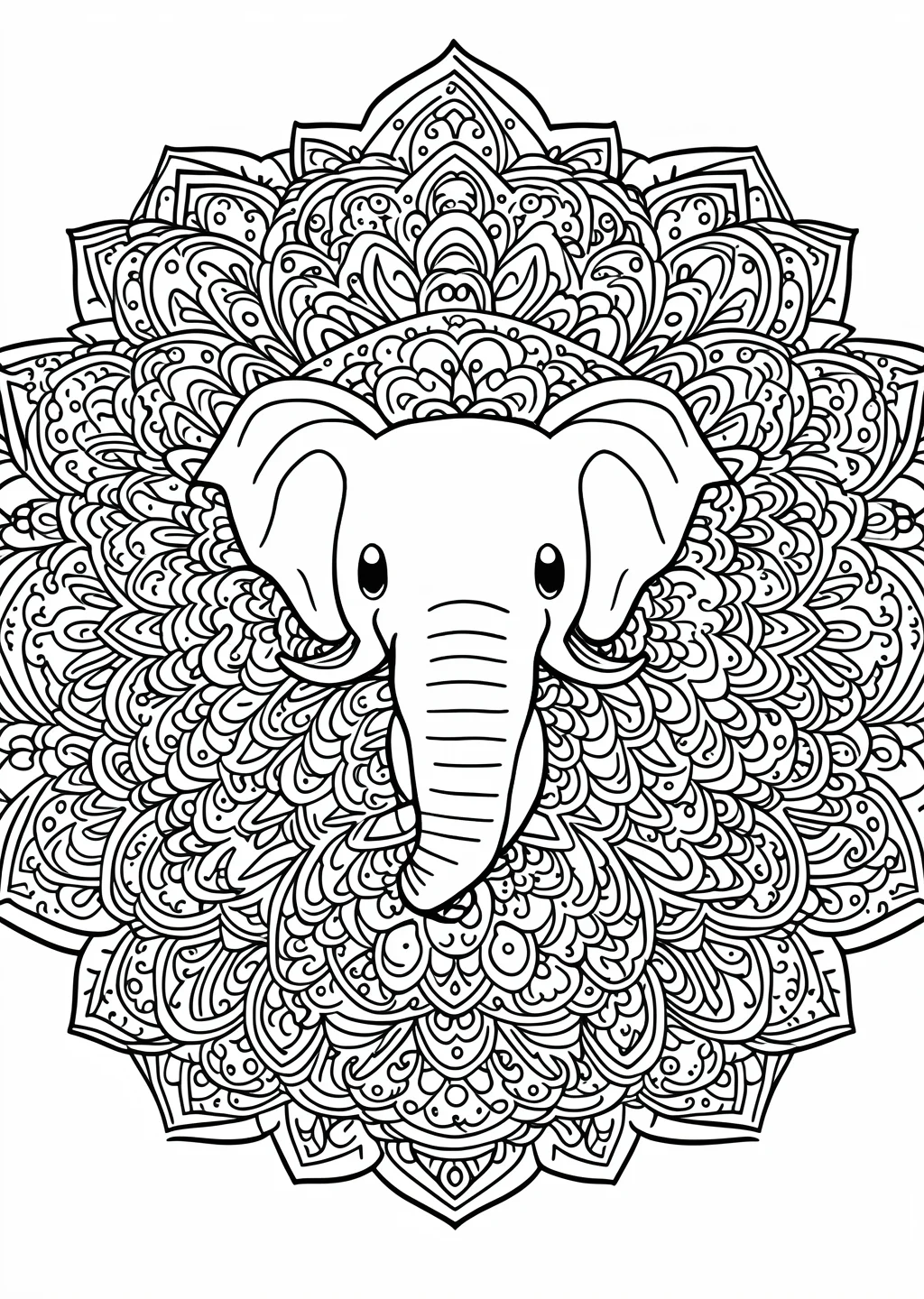 Elephant Mandala Coloring Page