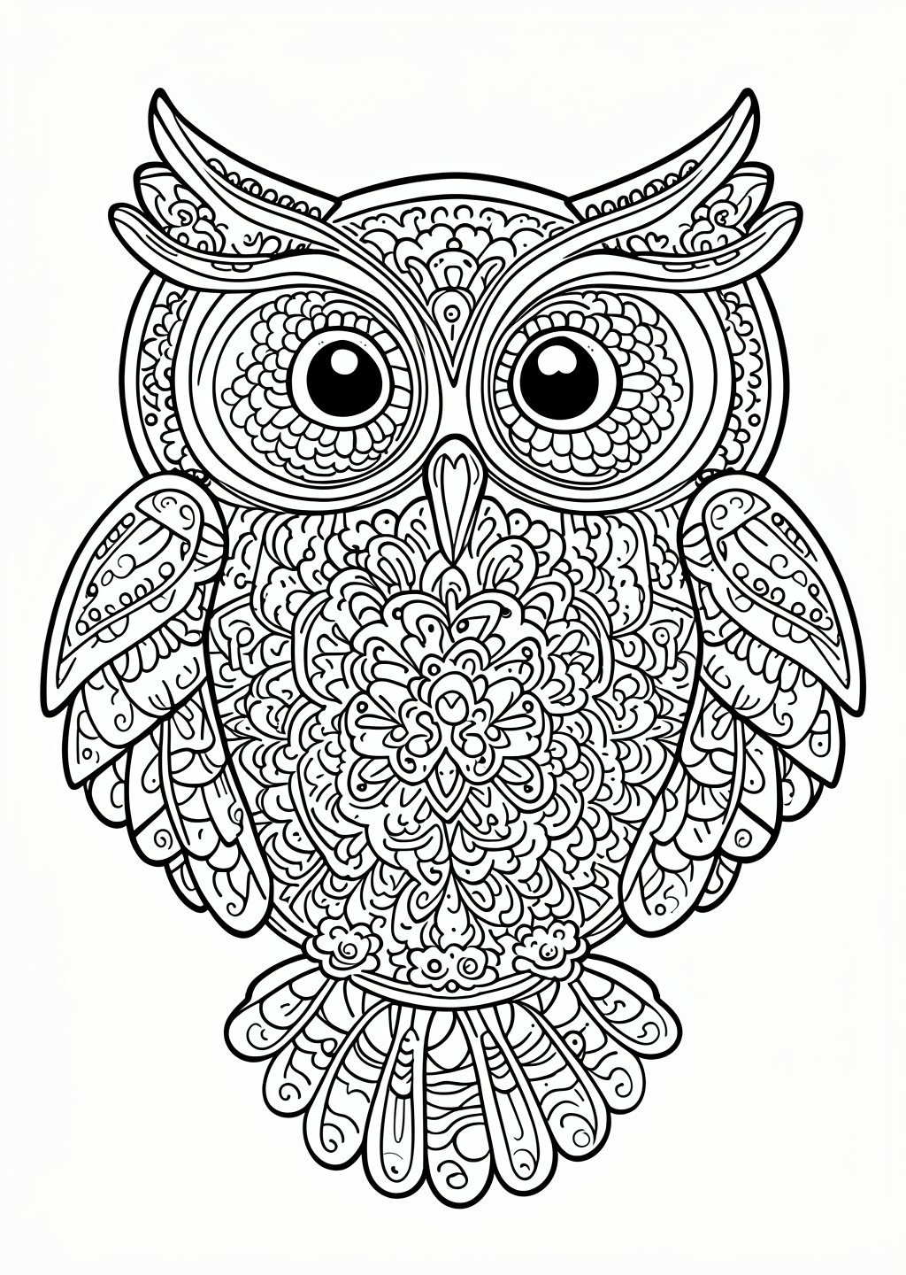 Owl Mandala Coloring Page – line art