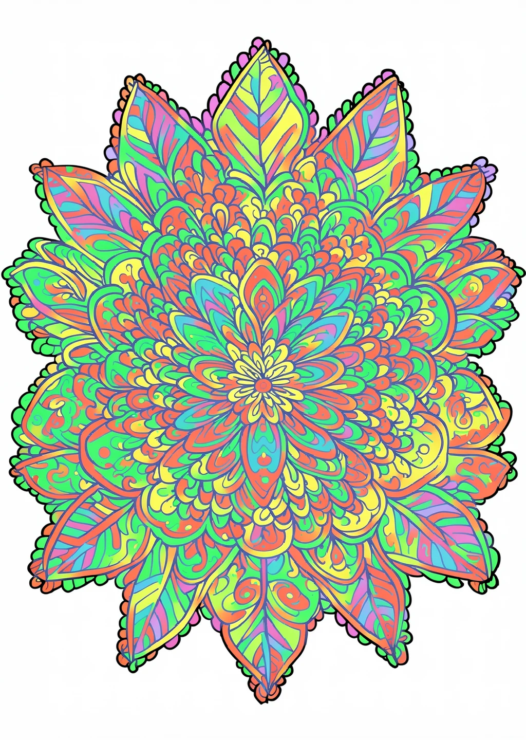 Feather Mandala Coloring Page – colored example