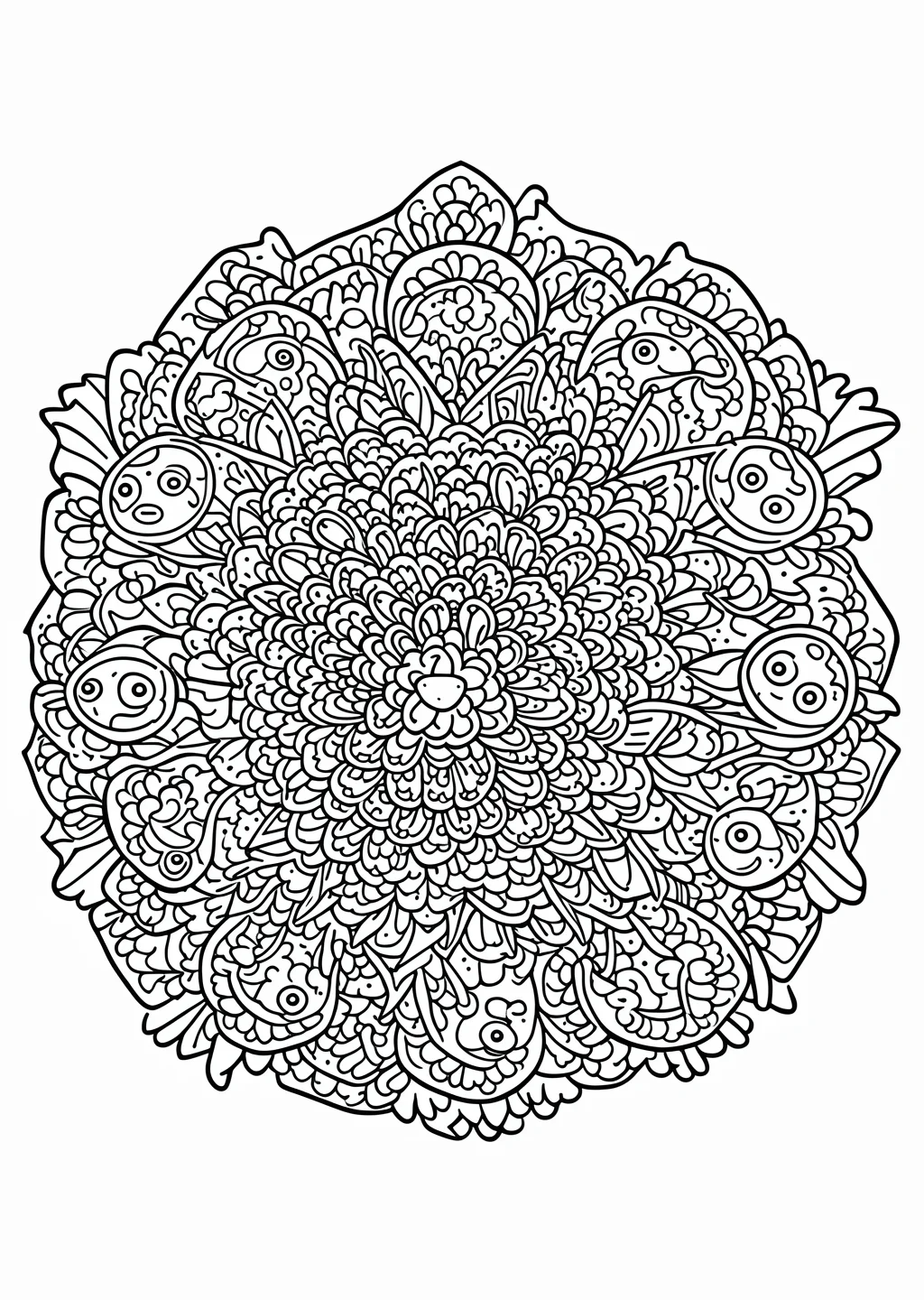 Fish Mandala Coloring Page