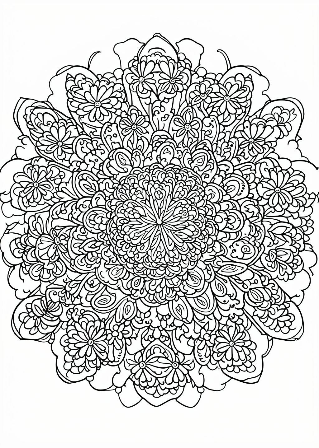 Spring Mandala Coloring Page – line art