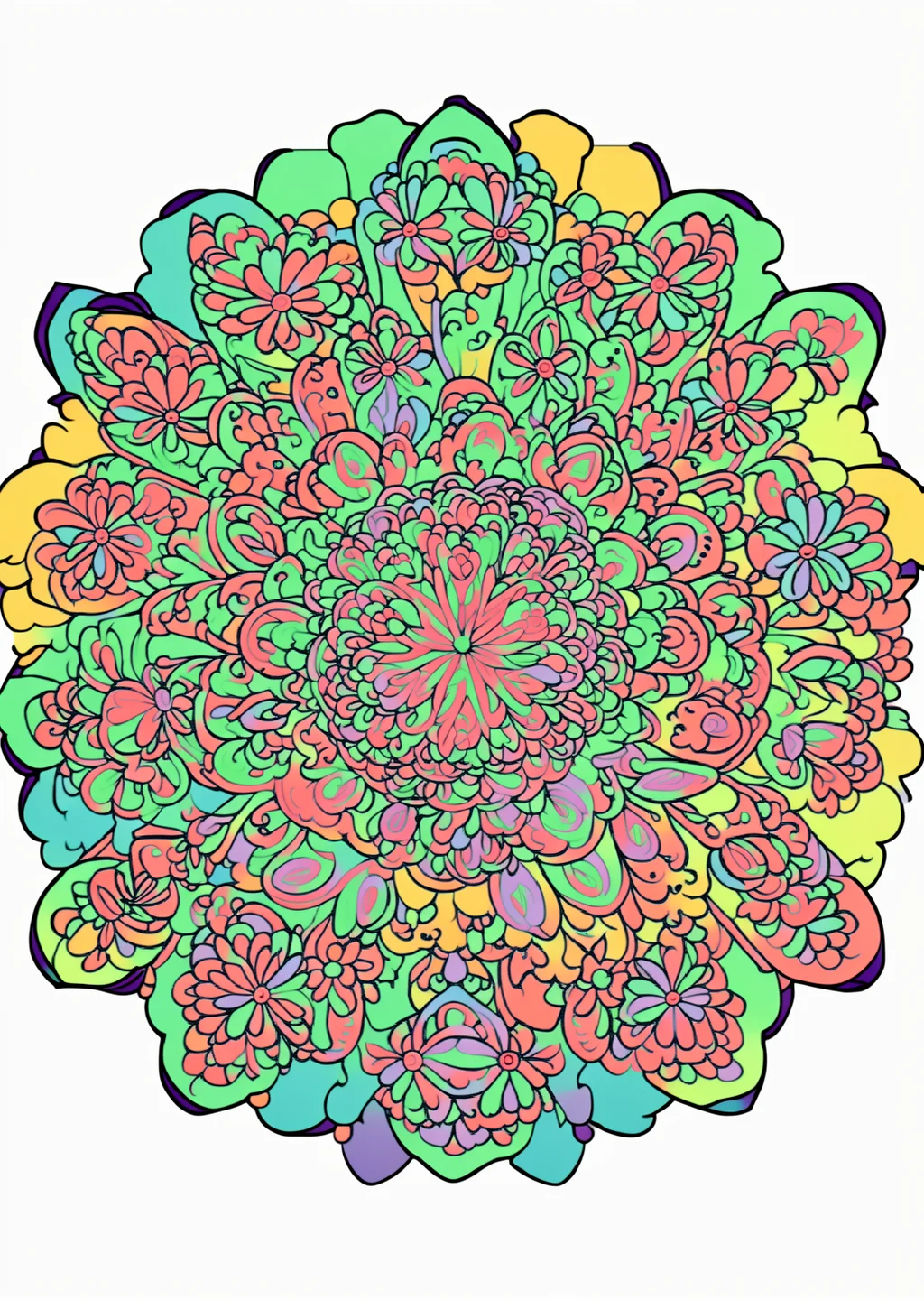 Spring Mandala Coloring Page – colored example