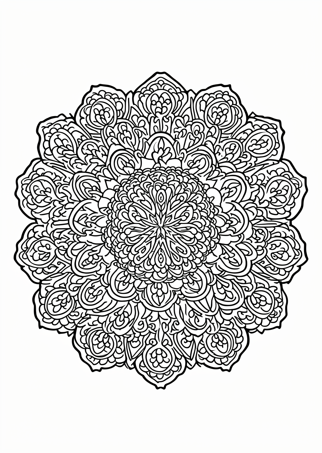 Geometric Mandala Coloring Page – line art